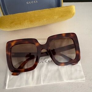 Gucci Brown Oversized Square Sunglasses